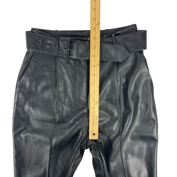 Ted Baker Pants Womens 2 Black Faux Leather Hi Waist Pleated Belted Classic NEW - Picture 11 of 16